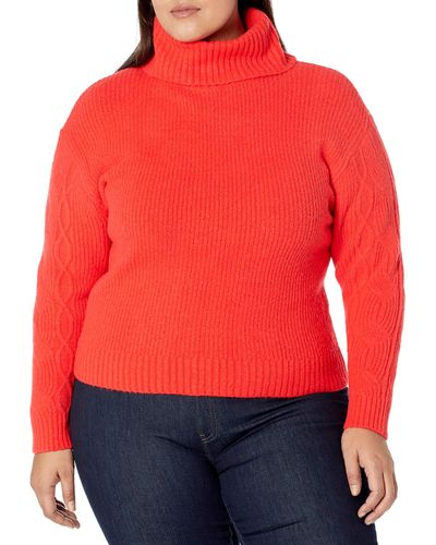 Kendall + Kylie Kendall + Kylie Plus Size Turtle Neck Rib Sweater - Red