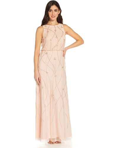 Adrianna Papell Halter Blouson Gown - Natural