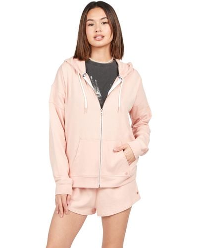 Volcom Regular Lil Zip Up Hooded Fleece Sweatshirt - Pink