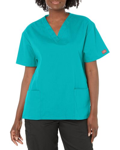 Dickies Cherokee Womens Signature 86706 Missy Fit V-neck Top - Blue