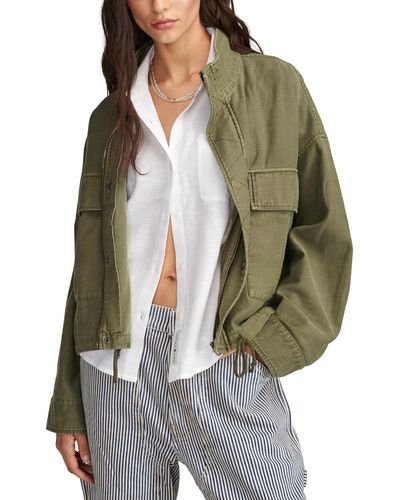Lucky Brand Utility Cropped Trench Jacket - Green
