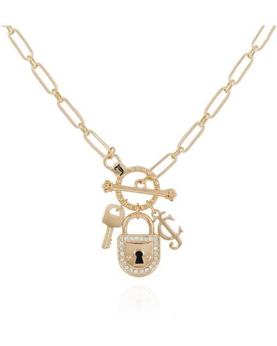 Juicy Couture Silvertone Thick Chain Heart Charm Toggle Necklace For - Metallic