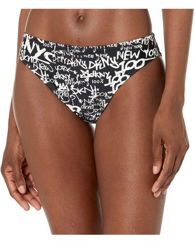 DKNY Womens Mid Rise Full Coverage Bathing Suit Bikini Bottoms - Brown