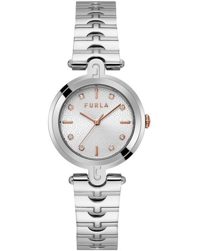 Furla Arch-bar Silver Tone Stainless Steel Bracelet Watch - Metallic