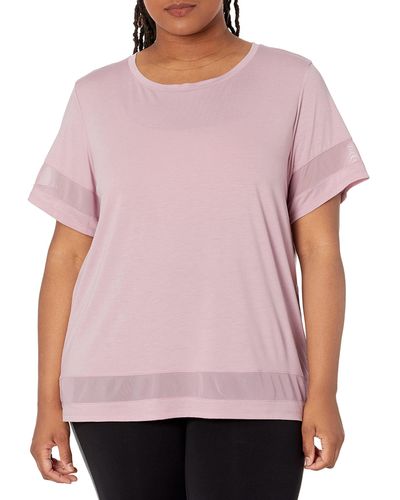 Andrew Marc Size Plus Active Tee With Mesh - Pink