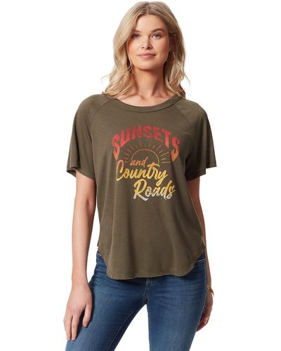 Jessica Simpson Womens Stevie Short Sleeve Graphic Tee T Shirt - Multicolor