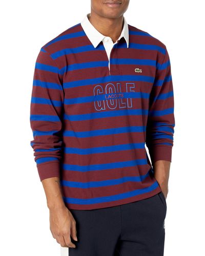 Lacoste Long Sleeve Striped Rugby Golf Shirt - Blue