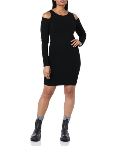 Velvet By Graham & Spencer Womens Linnie Viscose Rib Cold Shoulder Dress - Black