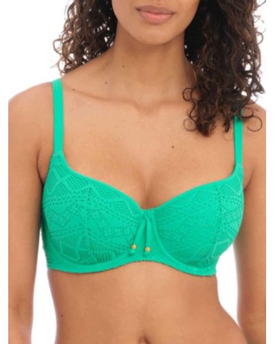 Freya Sundance Crochet Sweetheart Padded Underwire Bikini Top - Green