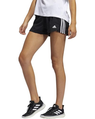 adidas ,womens,pacer 3-stripes Woven Shorts,black/white,large - Blue
