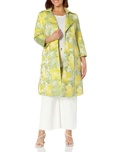 Anne Klein Wide Collar Kissing Topper Coat - Yellow