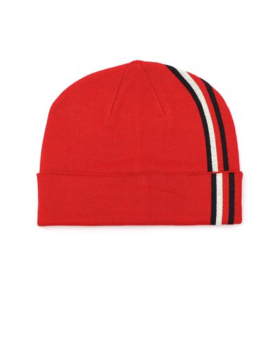 Tommy Hilfiger Vertical Global Stripe Cuff Hat - Red