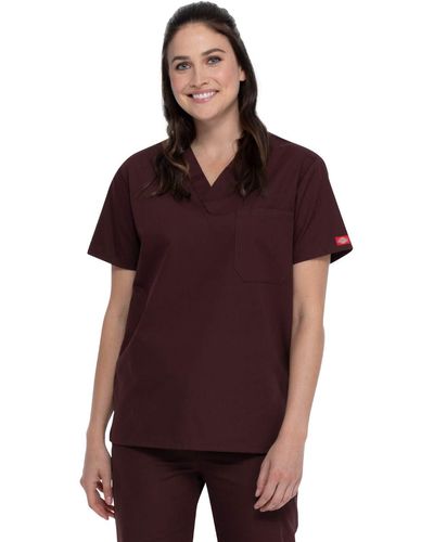 Dickies Unisex Adult V-neck Top Medical Scrubs Shirt - Purple