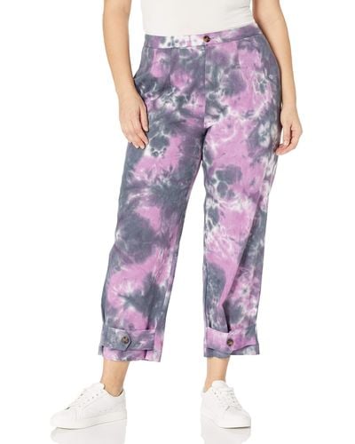 Kendall + Kylie Kendall + Kylie Belted Ankle Twill Pants - Purple