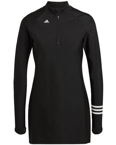 adidas Standard 3-stripes Long Sleeve Swim Top - Black