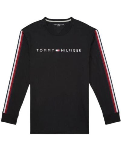 Tommy Hilfiger Adaptive Long Sleeve T Shirt With Magnetic -buttons At Shoulders - Black