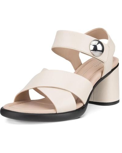 Ecco Sculpted 55 Luxe Button Heeled Sandal - White