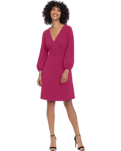 Donna Morgan Long Sleeve V-neck Dress - Pink