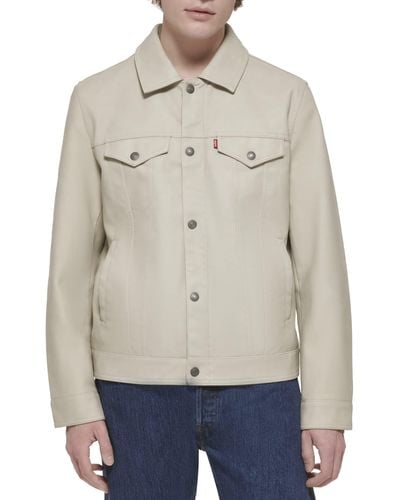 Levi's Smooth Lamb Touch Faux Leather Classic Trucker Jacket - Natural