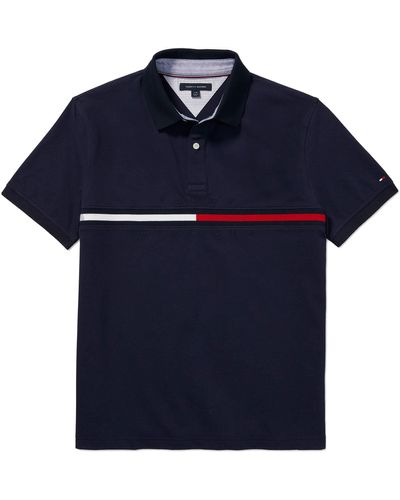 Tommy Hilfiger Adaptive Polo Shirt With Magnetic Buttons Custom Fit - Blue