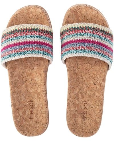 The Sak Docino Slide Sandal In Crochet - Pink
