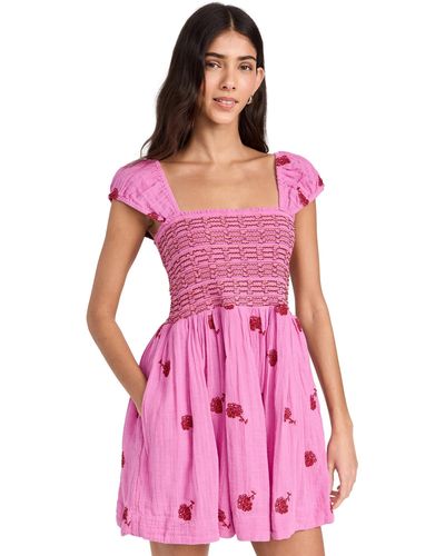 Free People Tory Embroidered Mini - Pink