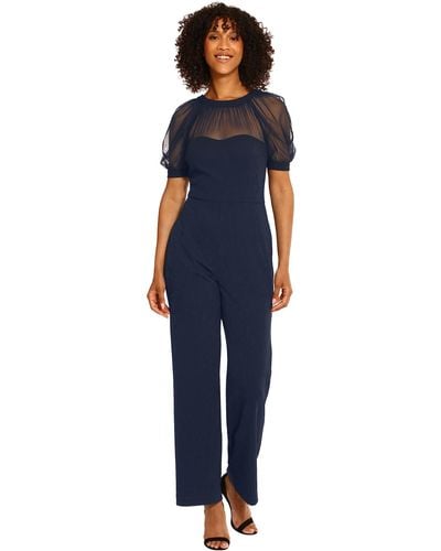 Maggy London Illusion Jumpsuit Occasion Event Party Guest Of Wedding - Blue