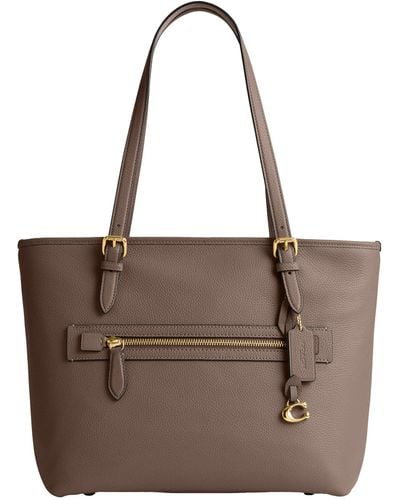 COACH Polished Pebble Leather Taylor Tote - Brown