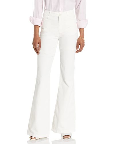 PAIGE Genevieve Flare Mid Rise Corduroy In Ecru - White