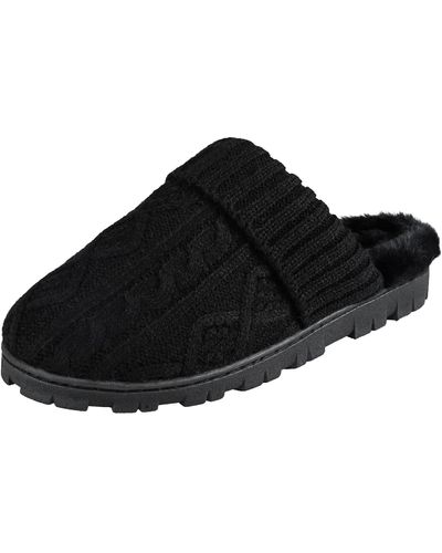 Jessica Simpson Soft Cable Slippers With Indoor/outdoor Sole - Black