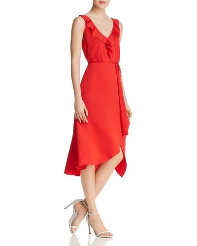 French Connection Maudie Drape Frill Sleeveless Dress - Red