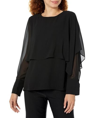Vince Camuto Drapped Long Sleeve Blouse - Black