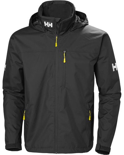 Helly Hansen Crew Hooded Waterproof Windproof Breathable Rain Coat Jacket - Gray