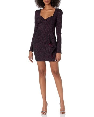 Parker Miuccia Long Sleeve Ruffle Front Party Dress - Black