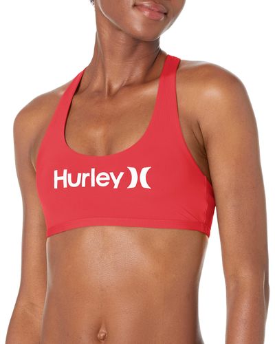 Hurley 's Scoop Bikini Racerback Swimsuit Top - Red