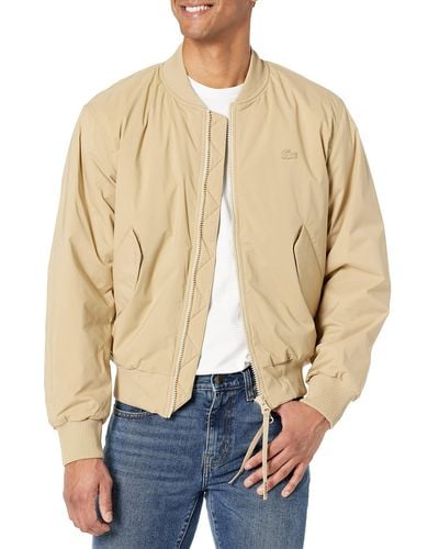 Lacoste Long Sleeve Solid Full Zip Bomber Jacket - Natural
