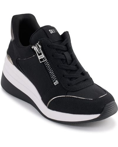 DKNY Everyday Kaden-lace Up Wedge Athleisure Sneaker - Black