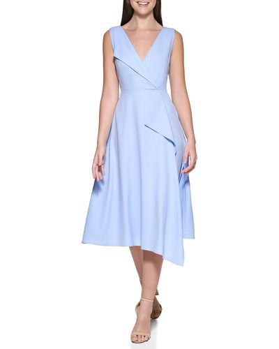 Kensie Hammered Sating Midi Dress - Blue