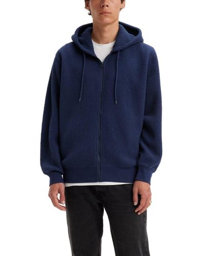 Levi's All Over Sherpa Zip Up, - Blue