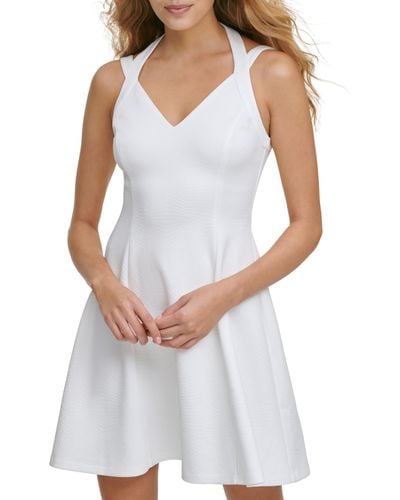 Guess Embossed Scuba Sleeveless Dress - White