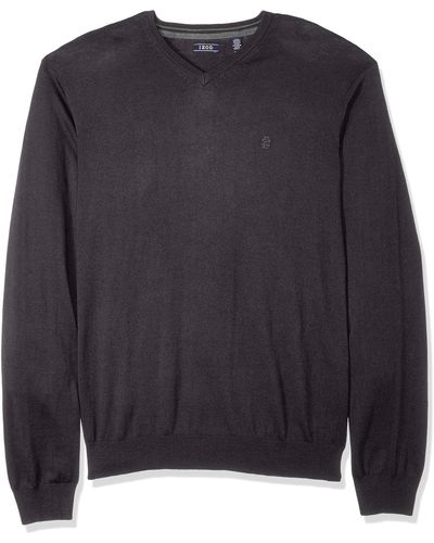 Izod Premium Essentials Solid V-neck 12 Gauge Sweater - Blue