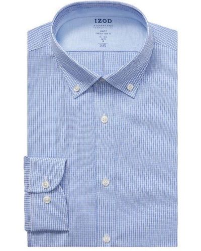 Izod Dress Shirt Slim Fit Stretch Fx Cooling Collar Check - Blue