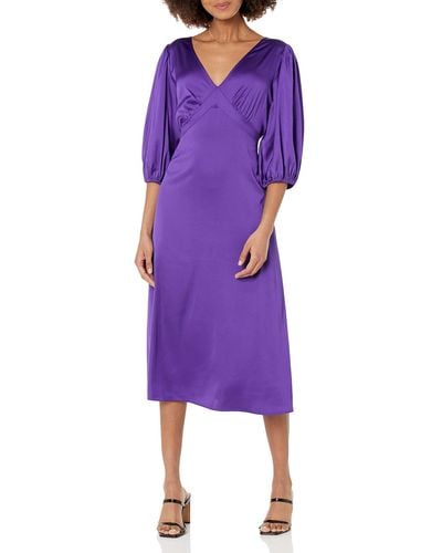 The Drop Athena V-neck Silky Midi Dress - Purple