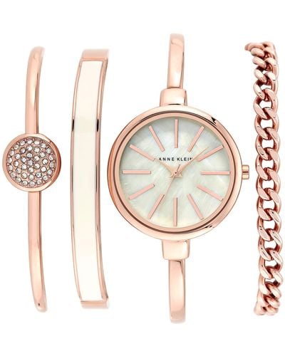 Anne Klein Bangle Watch And Bracelet Set - White