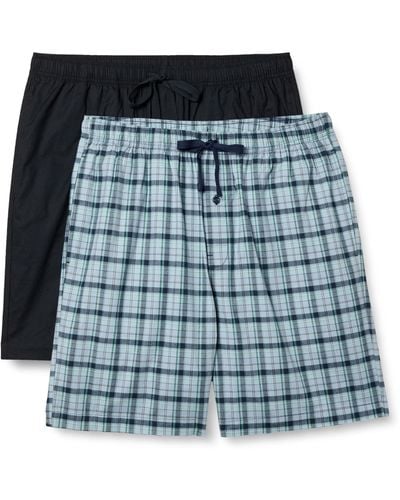 Amazon Essentials Schlafanzug-Shorts aus Baumwollpopeline - Blau