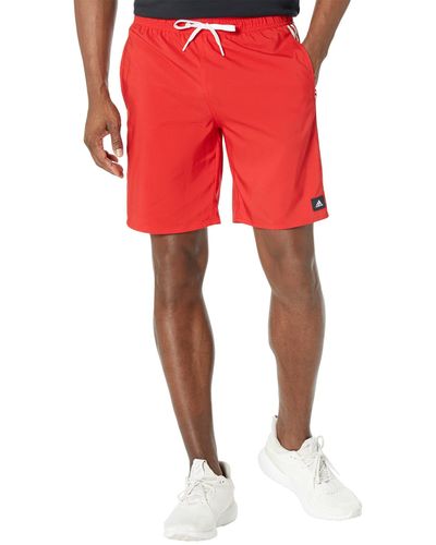 adidas Mens 3-stripes Classics Length Shorts Swim Trunks - Red