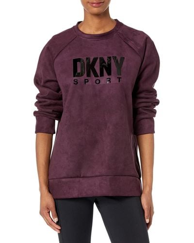 DKNY Sport Polar Fleece Funnel Neck Pullover Jacket - Purple