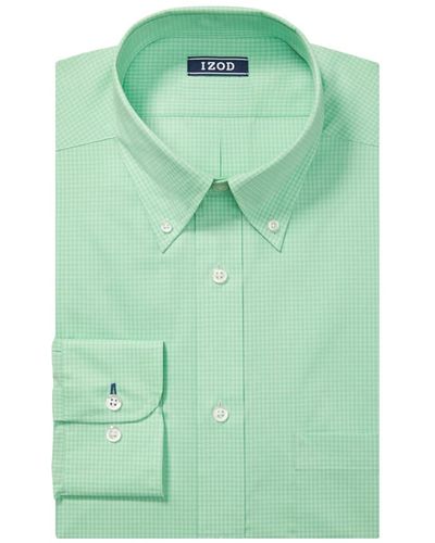 Izod Fit Dress Shirt Stretch Check - Green