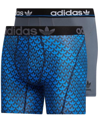 adidas Trefoil Athletic Comfort Fit Boxer Brief Underwear 2-pack - Blue