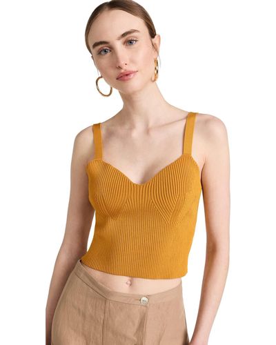 Vince S Ribbed Sweetheart Bralette Sweater - Orange